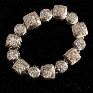 Braslate in silver tone with white stones